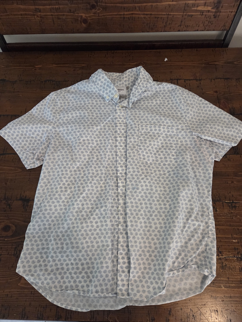 Goodfellow & Co Light Blue Micro-Print Short Sleeve Button-Down Shirt